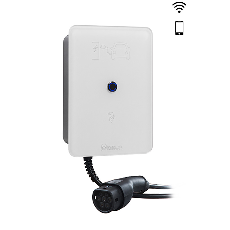 Metron STANDARD 22kW wall-mounted EV charging station built-in Type 2 cable plug